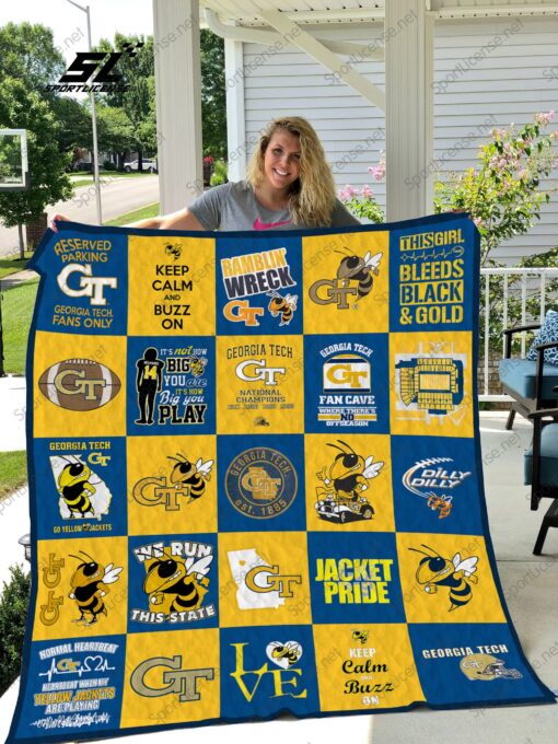 Buy Georgia Tech Yellow Jackets Quilt Blanket & Quilt Bedding Set 02