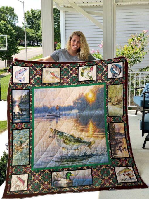 Buy Go Fishing On The Lake Quilt Blanket & Quilt Bedding Set Great Customized Blanket Gifts For Birthday Christmas Thanksgiving